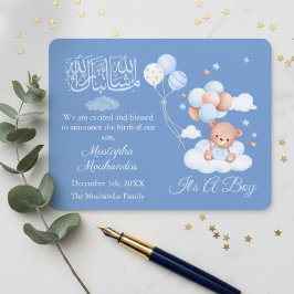 Islamic Baby Boy Birth Announcement Card Ankündigung