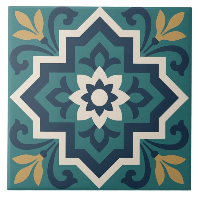 Islamic Floral Tile Pattern Fliese (Vorderseite)