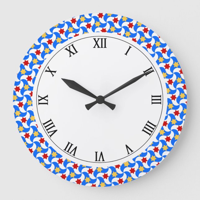 Islamic geometric pattern Wall Clock Große Wanduhr (Vorderseite)