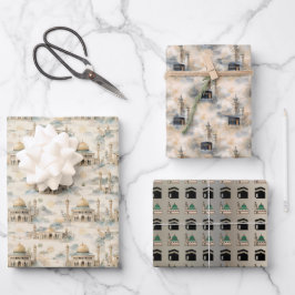 Islamic Gift Wrap Set 3 Elegant Eid Ramadan Hajj Geschenkpapier Set