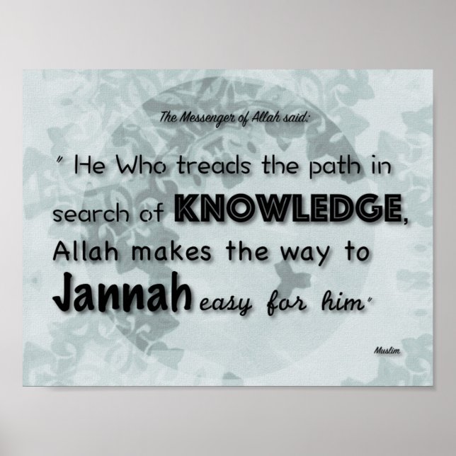 Islamic Hadith poster about gaining knowledge (Vorne)