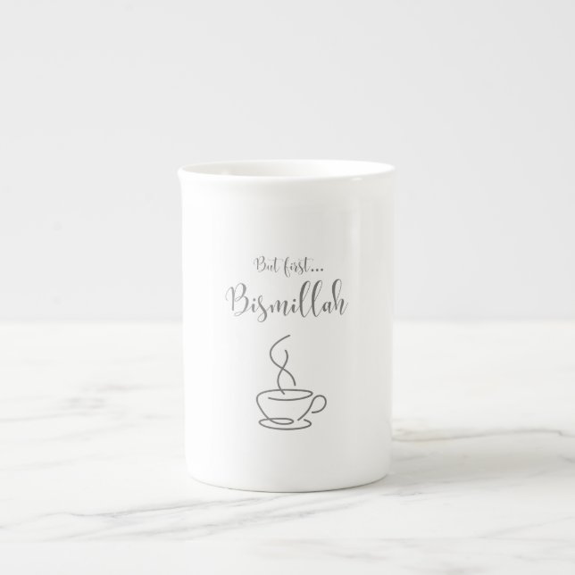 Islamic Mug – But First Bismillah | Coffee Tea Cup Prozellantasse (Vorderseite)