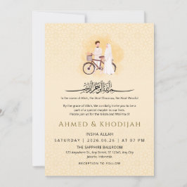 Islamic Pattern Wedding Nikah Invitation Couple Einladung