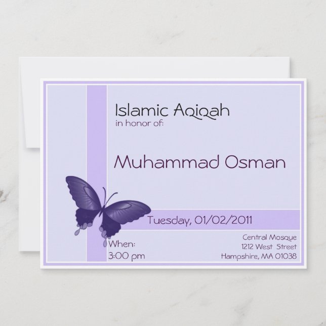 Islamische Aqiqa-Einladung - Junge-Feier Einladung (Vorderseite)