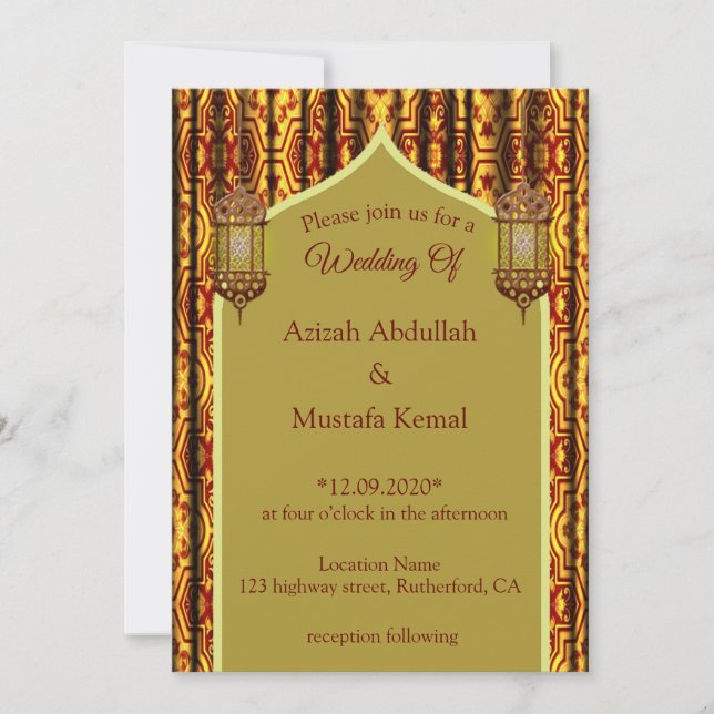 Islamische Arabische Hochzeit Einladung (Vorderseite)
