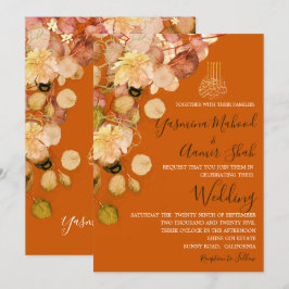 Islamische Bismillah Burnt Orange Floral Wedding Einladung