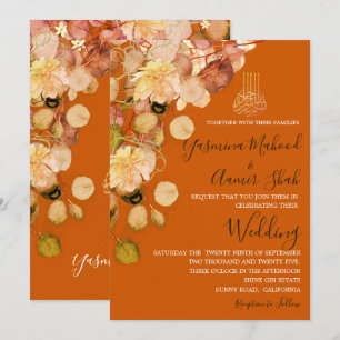 Islamische Bismillah Burnt Orange Floral Wedding Einladung