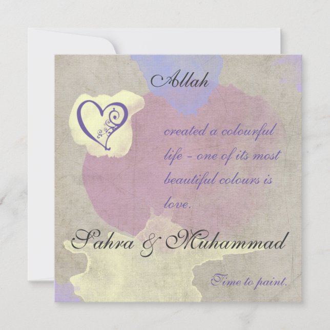 Islamische Einladung - Watercolormalerei der Liebe (Vorderseite)