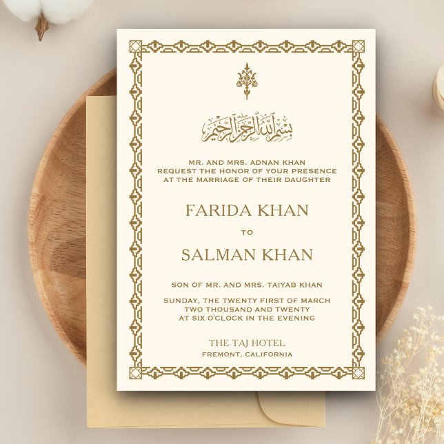 Islamische Hochzeit an der traditionellen Creme un Einladung (Von Creator hochgeladen)