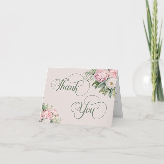 Islamische Hochzeit in Rosa und Weiß Dankeskarte (Vorderseite)