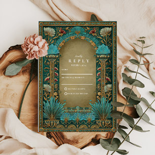 Islamische Hochzeit mit floralem Bogen RSVP Karte