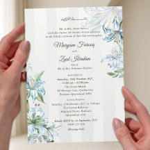 Islamische Hochzeit Nikah Blaue Wasserfarbe Lilie