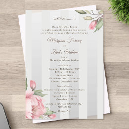 Islamische Hochzeit – Rosa Pfingstrose und Hellgrü Acryleinladungen