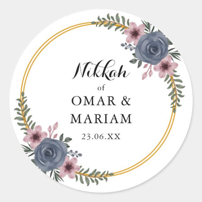 Islamische Hochzeitsticker Runder Aufkleber (Vorderseite)