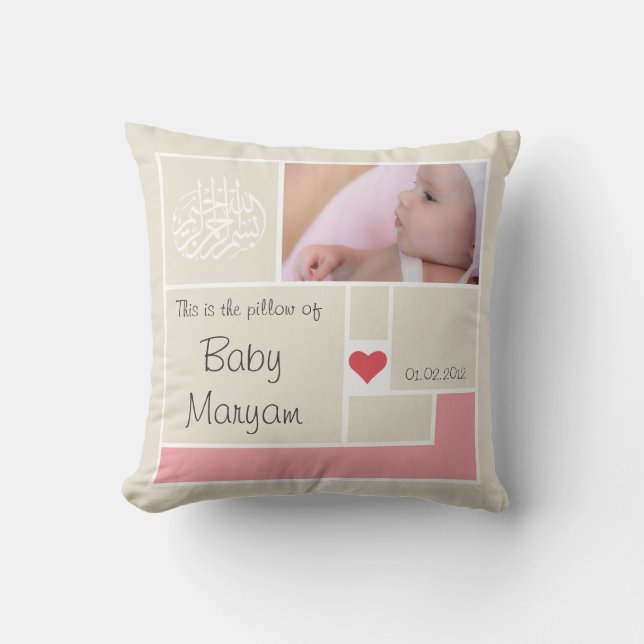 Islamische Islam Aqeeqah Babyname Aqiqah Moslems Kissen (Vorderseite)