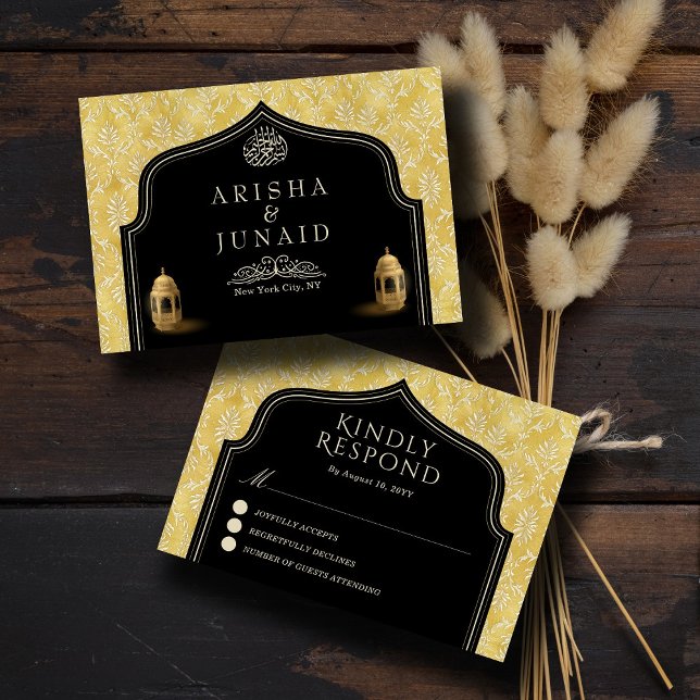 Islamische Königliche Goldene Damaskus-Hochzeit RSVP Karte (Von Creator hochgeladen)