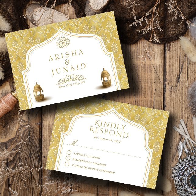Islamische Königliche Goldene Damaskus-Hochzeit RSVP Karte (Von Creator hochgeladen)