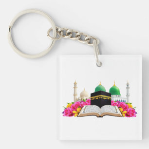 Islamische Kunst Koran mit Moschee und Rose Schlüsselanhänger