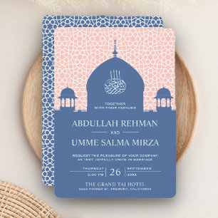 Islamische Kuppel Blaue muslimische Hochzeit Einladung