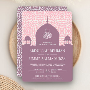Islamische Kuppel Pastelllila Muslimische Hochzeit Einladung