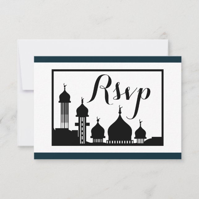 Islamische Moschee-Silhouette Hochzeit RSVP (Vorderseite)