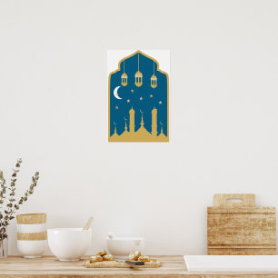 Islamische Nachtlandschaft-Wandkunst Poster