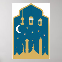 Islamische Nachtlandschaft-Wandkunst Poster