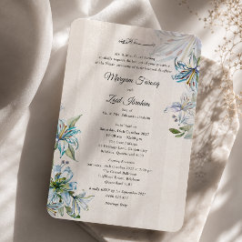 Islamische Nikah Blue Lily Elegante Hochzeit Einladung