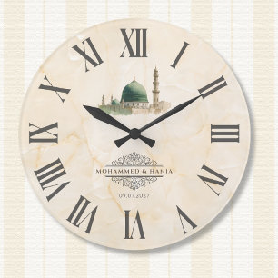 Islamische Nikah-Geschenke   Masjid An-Nabawi Name Große Wanduhr