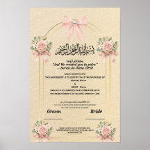 Islamische Nikah-Urkunde Blush Rosa-Schleife Perle