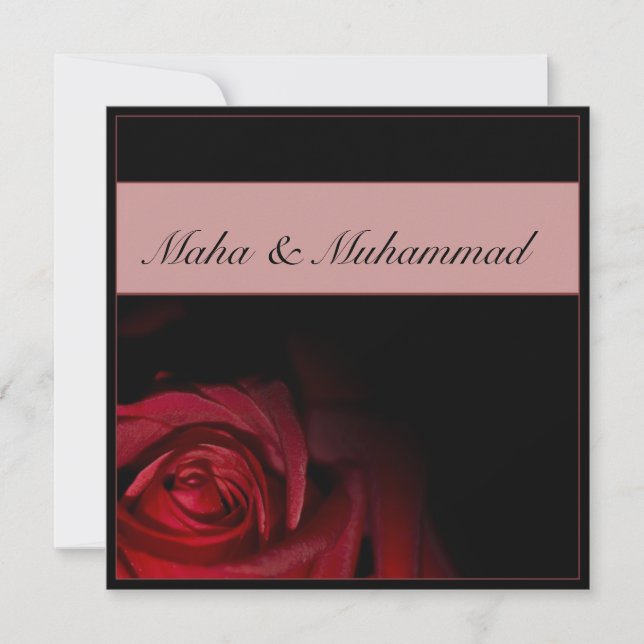 Islamische schwarze Rosenhochzeit/-Verlobung Einladung (Vorderseite)