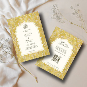 Islamische und königliche Goldene Damaske-Hochzeit Einladung