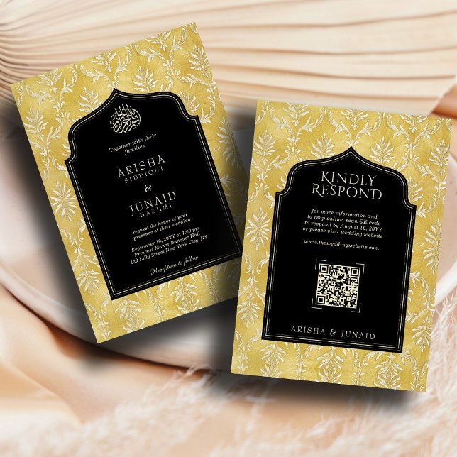 Islamische und königliche Goldene Damaske-Hochzeit Einladung (Von Creator hochgeladen)