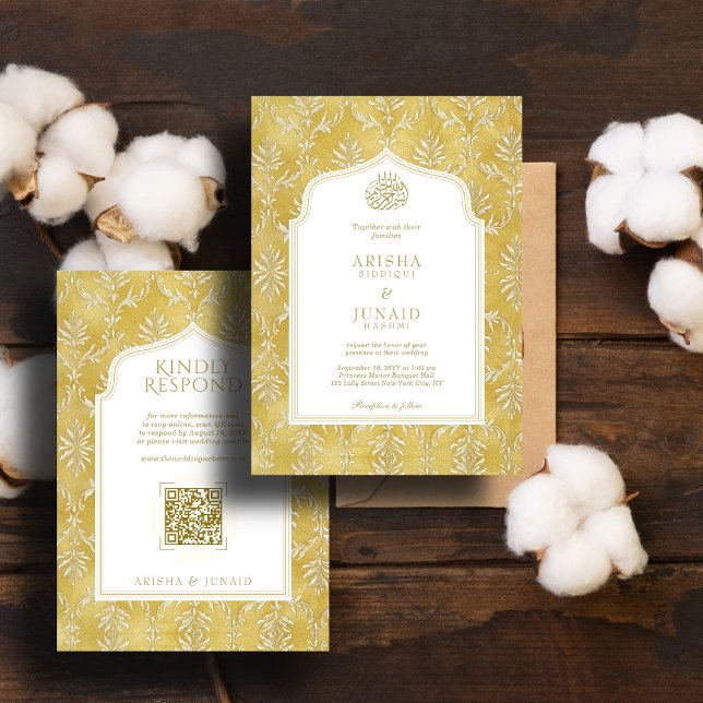 Islamische und königliche Goldene Damaske-Hochzeit Einladung (Von Creator hochgeladen)