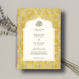 Islamische und königliche Goldene Damaske-Hochzeit Einladung
