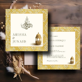 Islamische und Königliche Goldene Damaske-Hochzeit Einladung