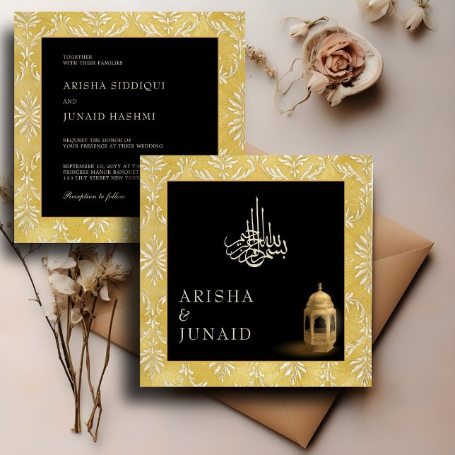 Islamische und Königliche Goldene Damaske-Hochzeit Einladung (Von Creator hochgeladen)