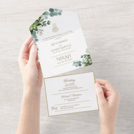 Islamische WEDDING NIKAH WALLIMAH Grüne All In One Einladung