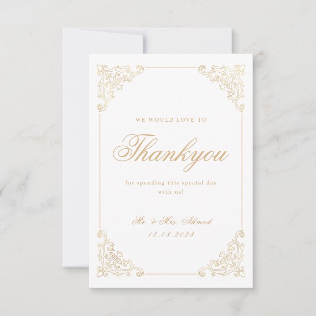 Islamische White Gold Hochzeit Dankeschön-Karte Dankeskarte (Vorderseite)