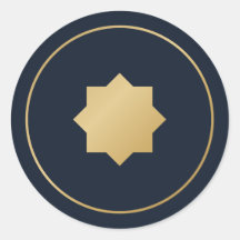 Islamischer Achtspitz-Stern Navy Gold Aufkleber