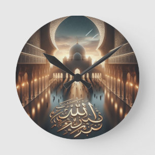 Islamischer arabischer Kalligraph, der Text Runde Wanduhr