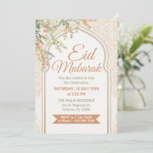Islamischer Bogen Blumen Eid Mubarak Einladung