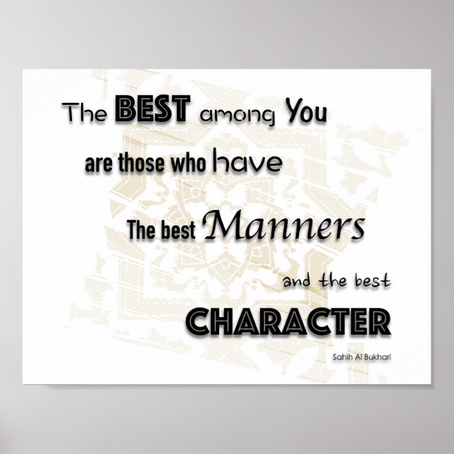 Islamischer Hadith des Propheten Mohammed, Manners Poster (Vorne)