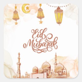 Islamischer Happy Eid Mubarak Quadratischer Aufkleber