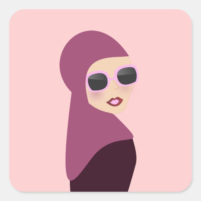 Islamischer Hijab-Damenstil Quadratischer Aufkleber (Vorderseite)