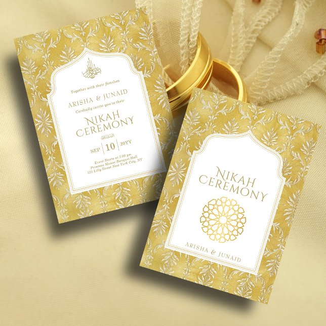 Islamischer Königlicher Golden Damask Muslime Nika Einladung (Von Creator hochgeladen)
