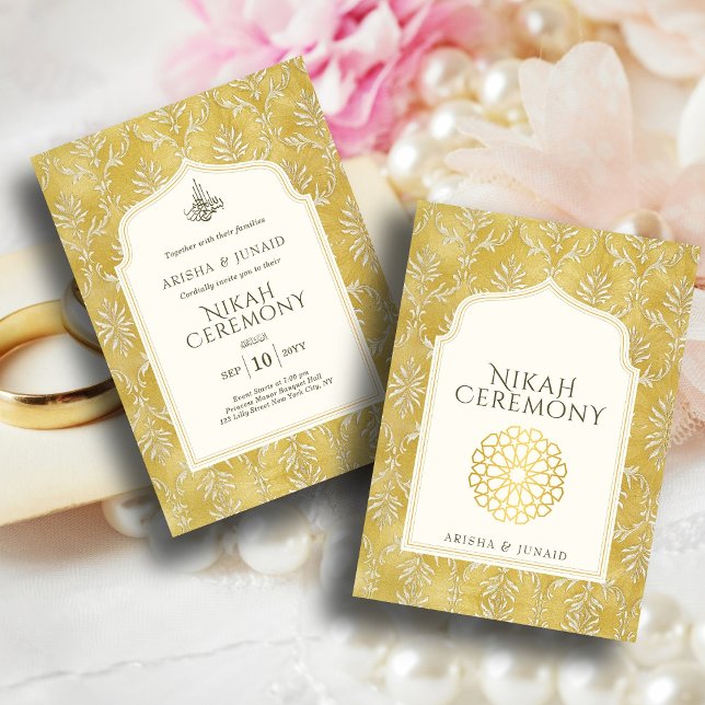 Islamischer Königlicher Golden Damask Muslime Nika Einladung (Von Creator hochgeladen)