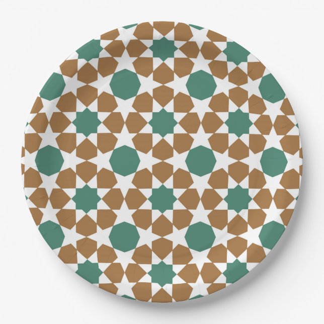 Islamisches Arabisches Geometrisches Motiv Pappteller (Vorderseite)