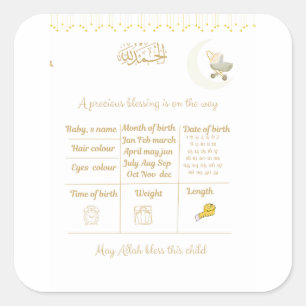 Islamisches Babyshower-Vorhersage-Spiel-Bundle Quadratischer Aufkleber