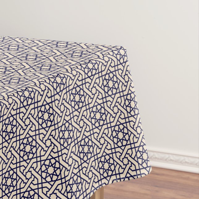 Islamisches blaues Beige marokkanisches geometrisc Tischdecke (Beispiel)